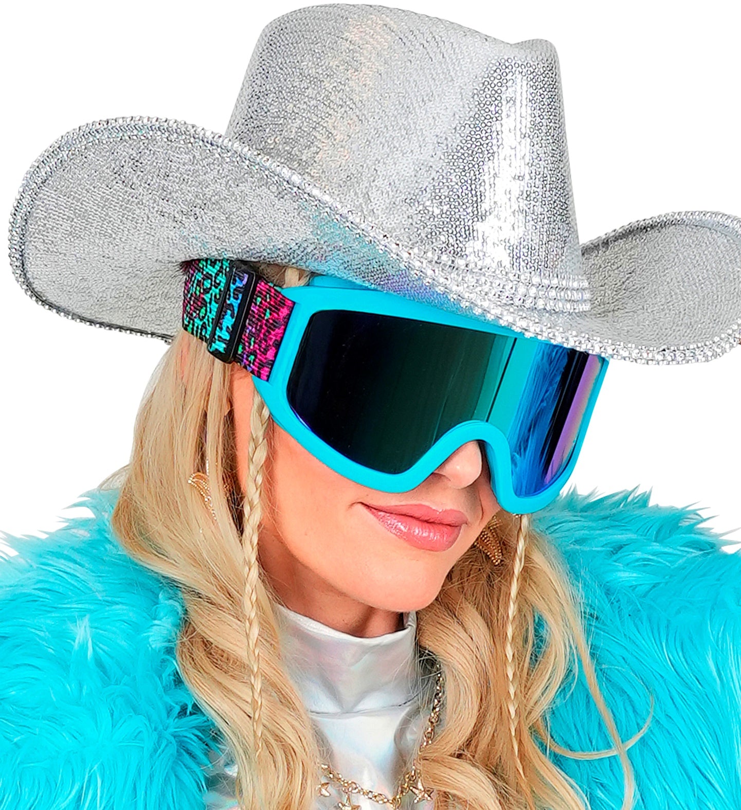 Lunettes de ski ou de snowboard léopard multicolores des années 80