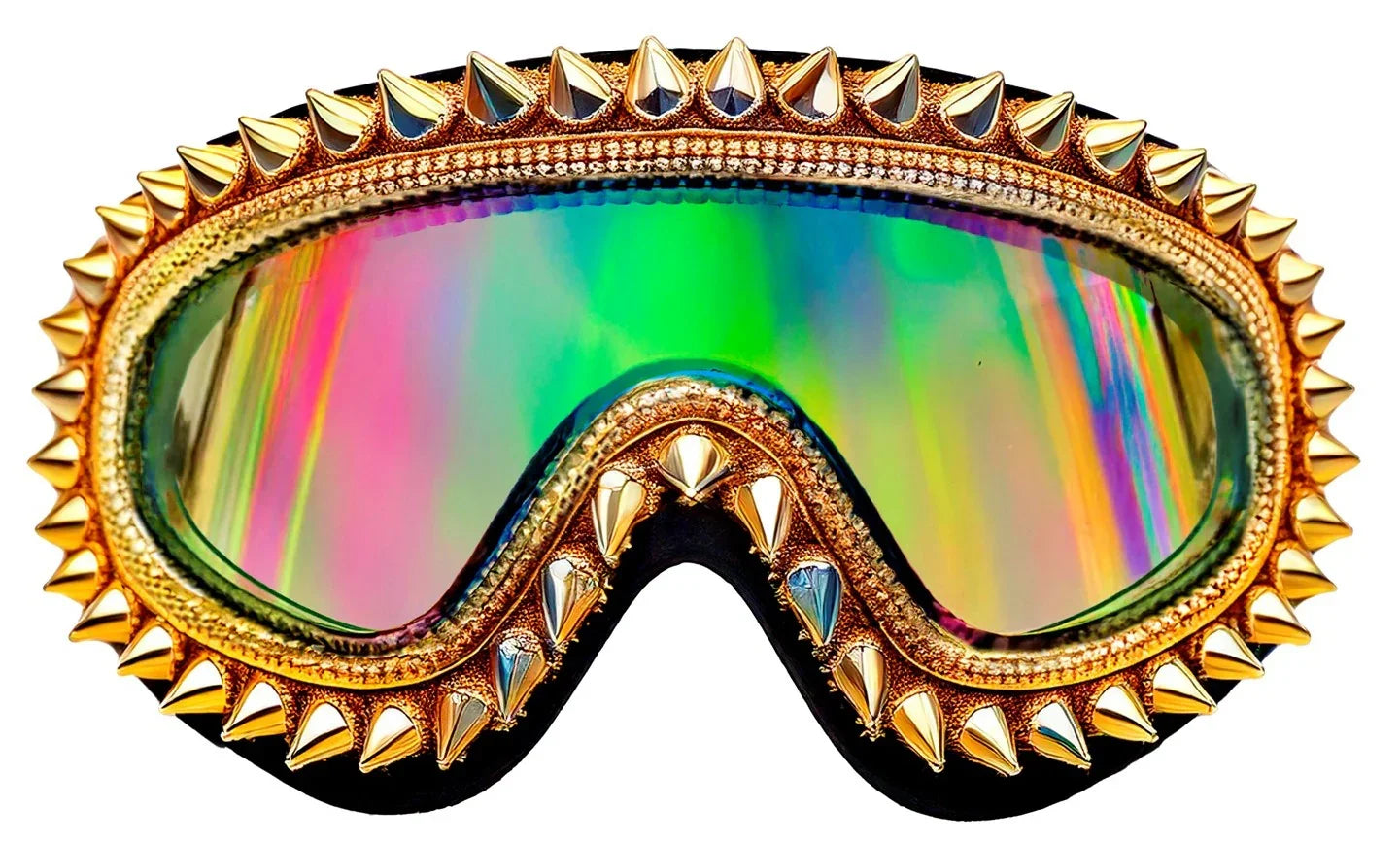 Gafas de Esquí o Snowboard Doradas con Pedrería y Pinchos Gafas Steampunk Widmann
