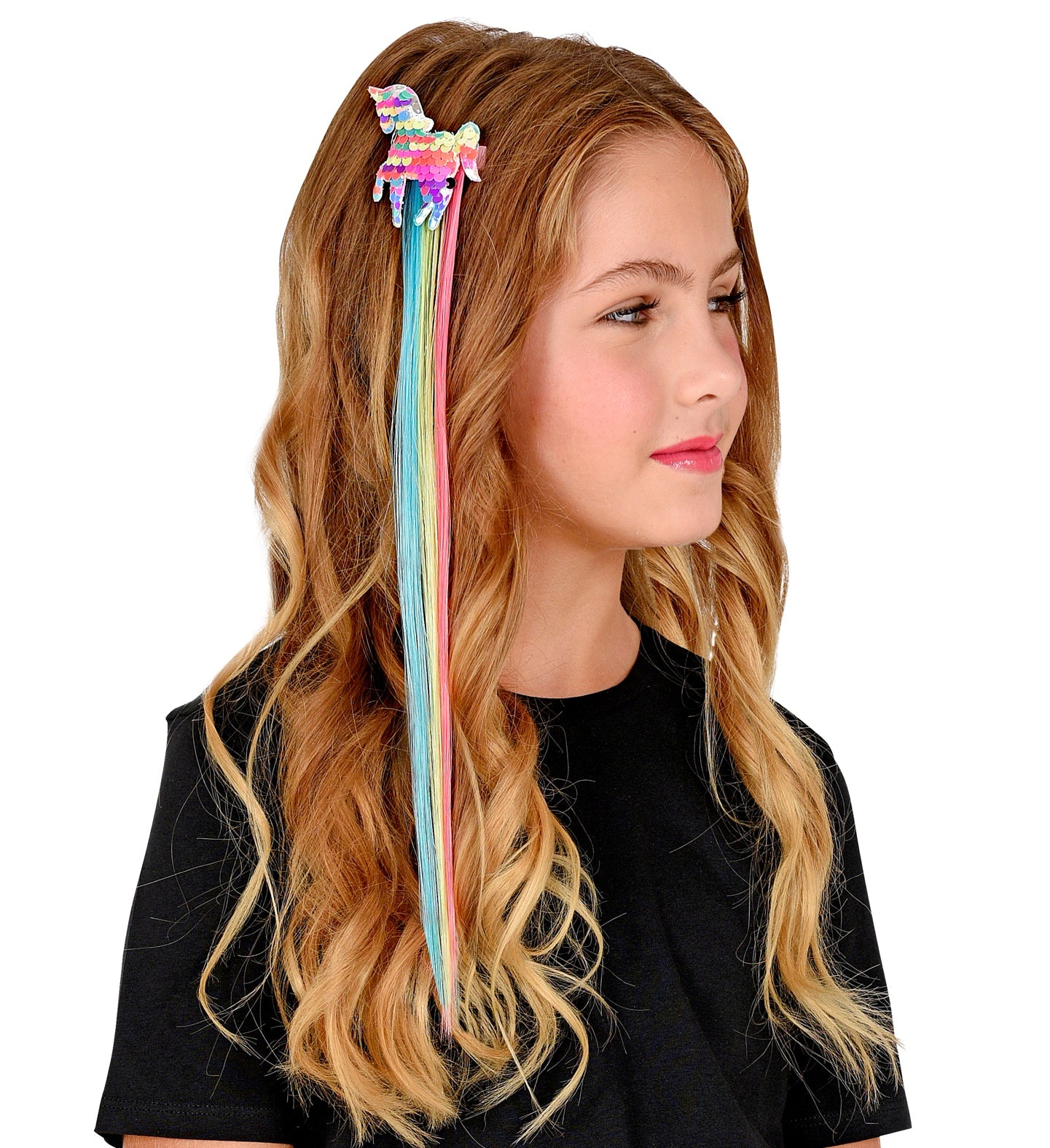 Extensión de Pelo Multicolor con Unicornio de Lentejuelas Accesorios para la Cabeza Widmann