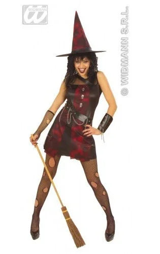 Disfraz de Bruja Punk con Cinto y Sombrero Halloween Widmann