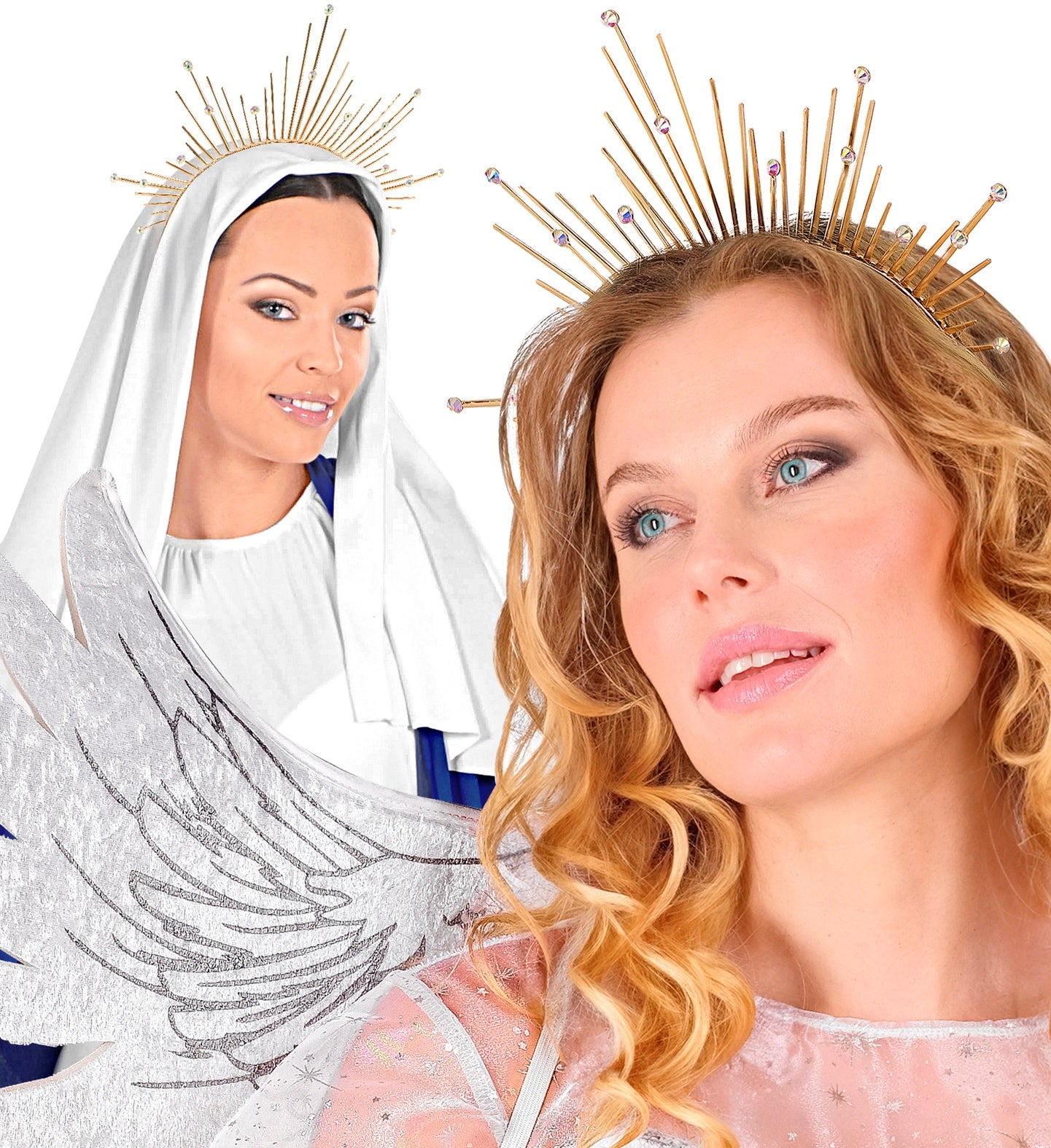 Diadema con Aureola Dorada con Pedrería Accesorios para la Cabeza Widmann