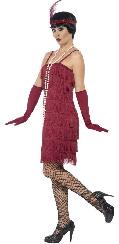 Disfraz de Charlestón Granate Años 20 Charleston y Gangster Smiffys