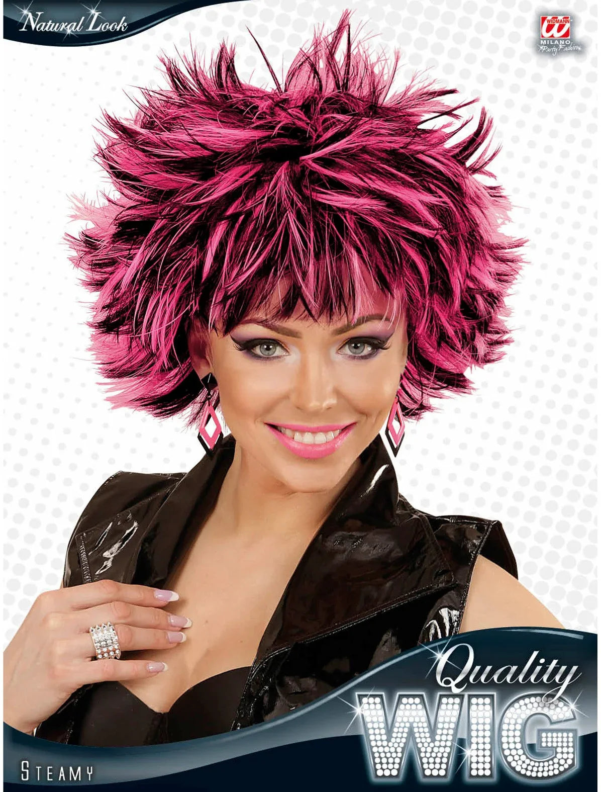 Peluca Rock con Mechas Fucsias y Negras Pelucas Widmann