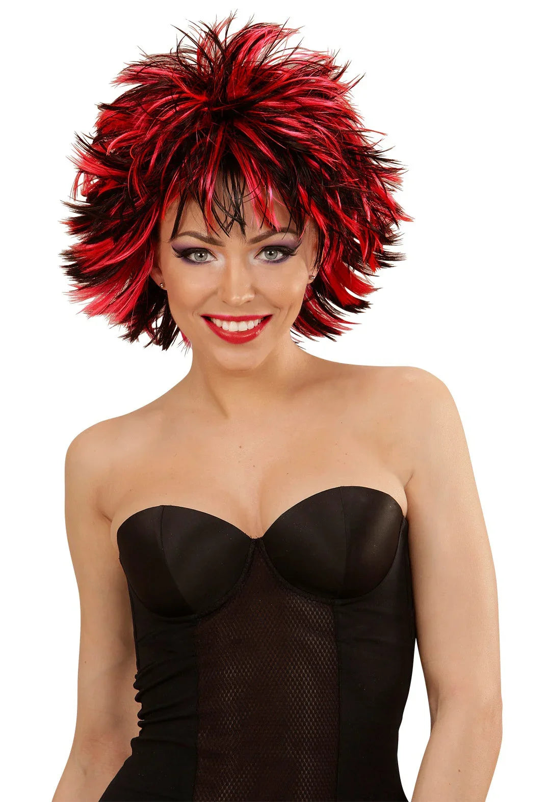 Peluca Rock con Mechas Rojas y Negras Pelucas Widmann