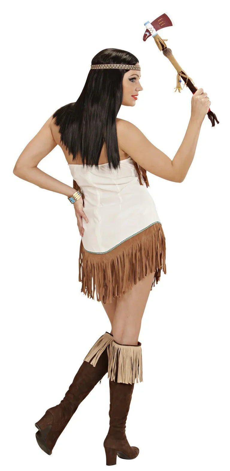 Disfraz de India Beige con Flecos Adultos Widmann