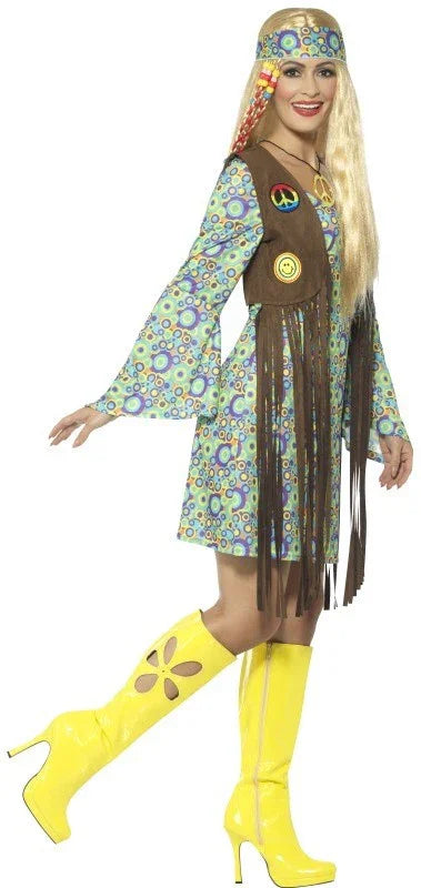 Disfraz de Hippie con Chaleco para Mujer Hippies Smiffys