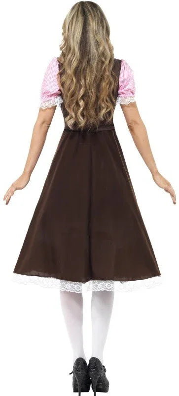 Disfraz de Tirolesa Rosa Largo para Mujer Tiroleses Oktoberfest Smiffys