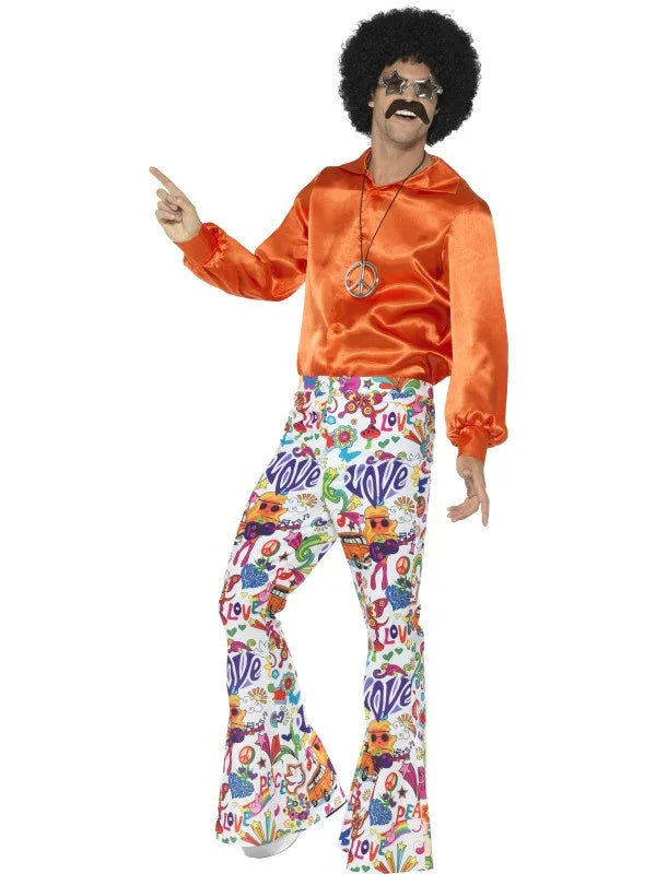 Pantalones de Campana Sesenteros Flower Power para Hombre Complementos Años 60, 70, 80 Smiffys