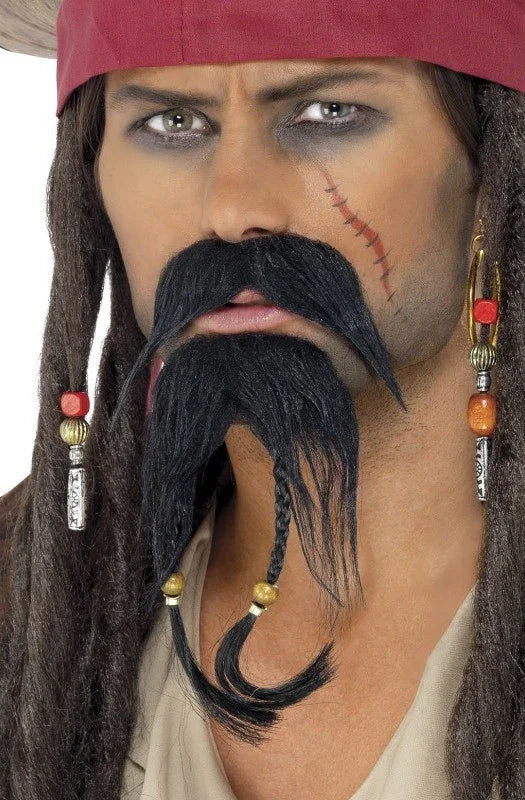 Bigote Negro con Perilla de Jack Sparrow Complementos Piratas Smiffys