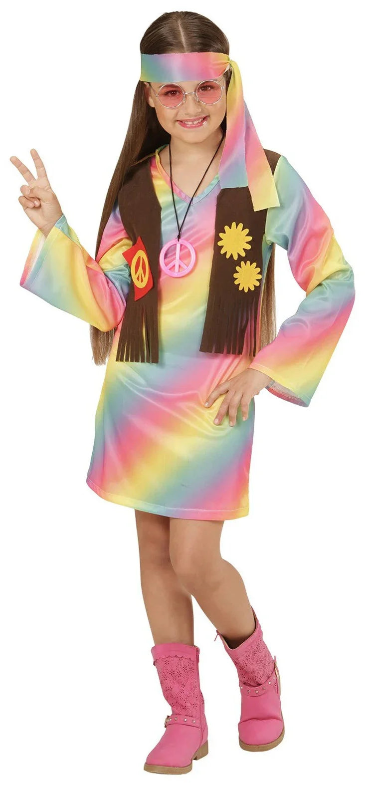 Disfraz de Hippie Multicolor para Niña INFANTILES Widmann