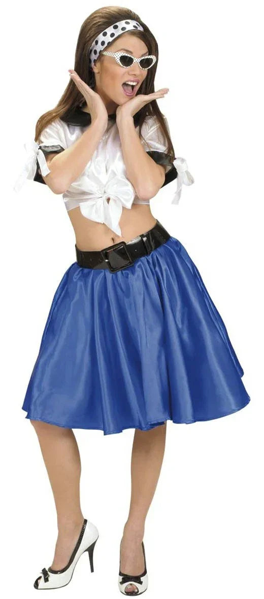 Falda de Raso Azul con Enagua Faldas y Pantalones Widmann