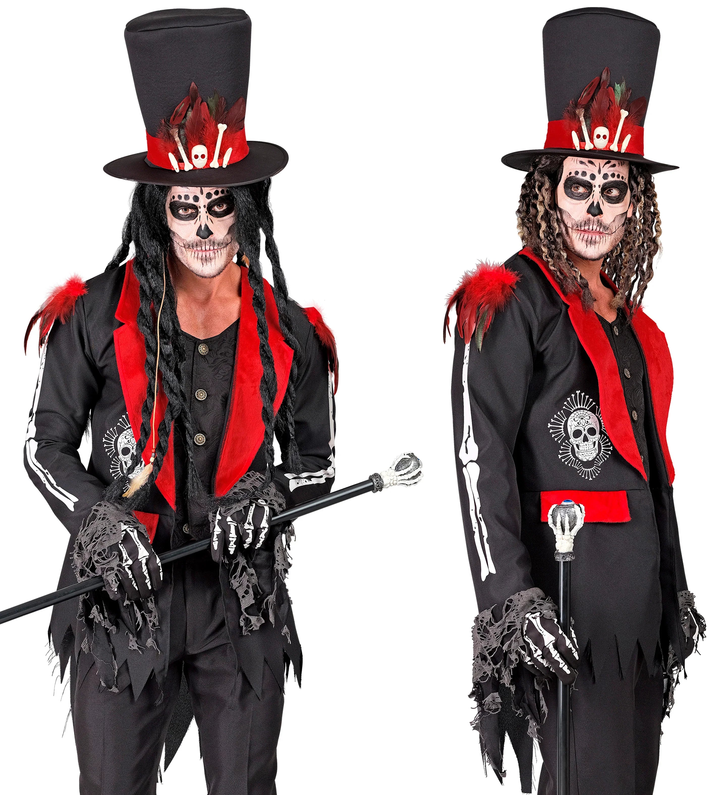 Disfraz de Esqueleto Vudú con Sombrero para Hombre Esqueletos Widmann