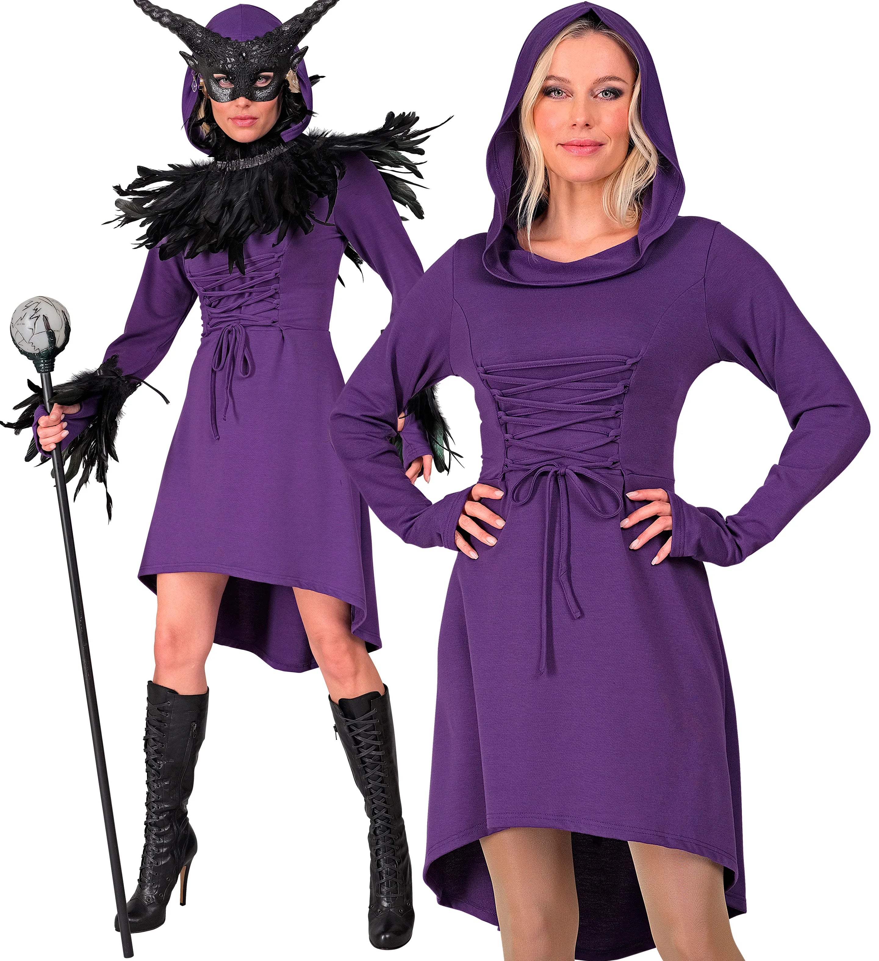 Disfraz Medieval Morado con Capucha para Mujer Medieval Widmann