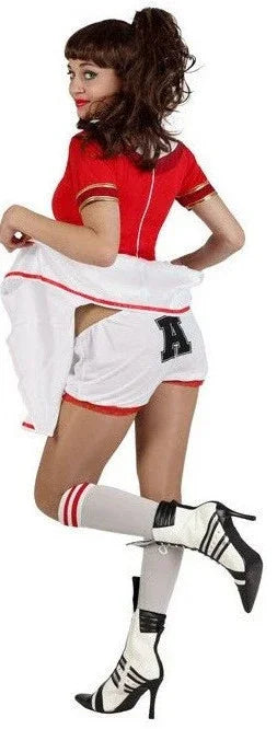 Disfraz de Animadora Roja y Blanca para Mujer Deportes y Animadoras Atosa
