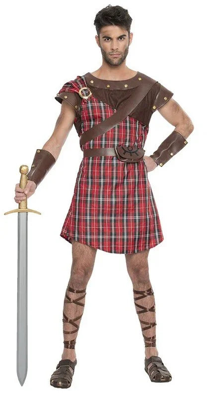 Disfraz de Guerrero Escocés Rojo para Hombre Escoceses Kimokawaii