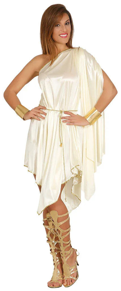 Disfraz de Diosa Griega Corto para Mujer Romanos y Griegos Guirca