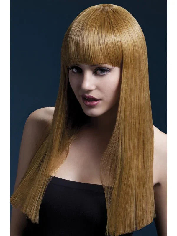 Peluca Castaña Clara con Flequillo Premium Pelucas Premium Smiffys