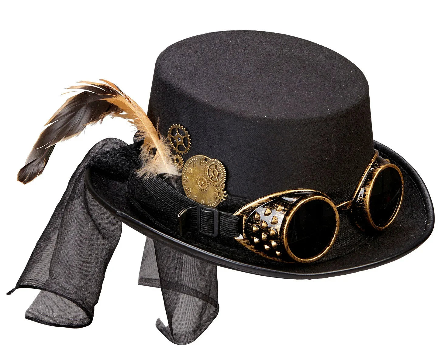 Chistera Steampunk con Gafas y Plumas Steampunk Widmann
