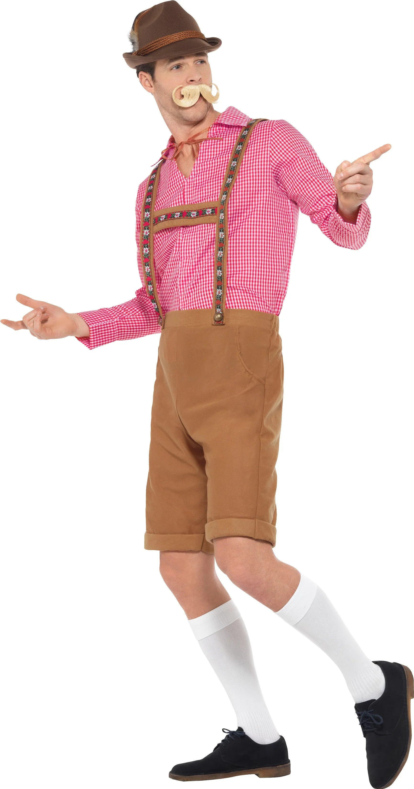 Disfraz de Alemán con Camisa Roja para Hombre Tiroleses Oktoberfest Smiffys