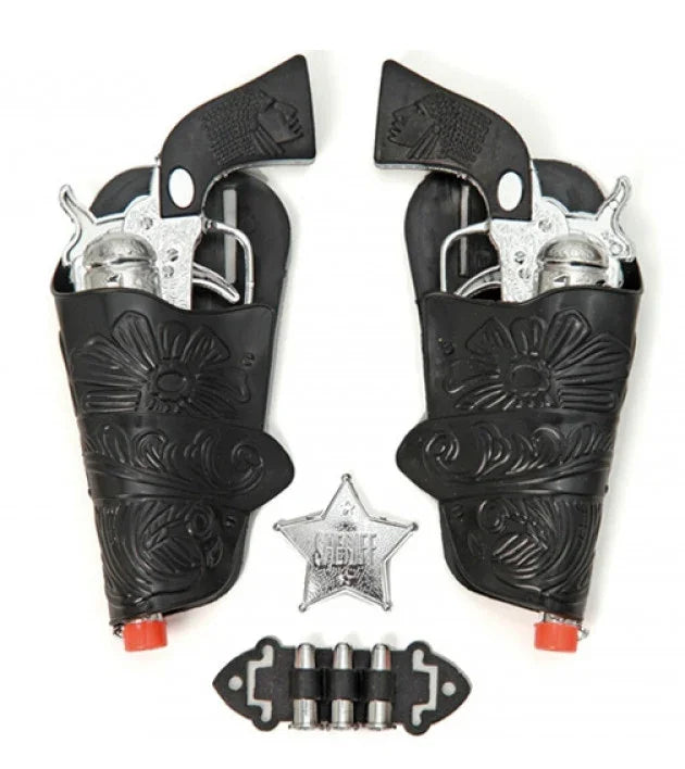 Pistolas con Balas y Estrella de Sheriff Complementos Vaqueros EuroCarnavales