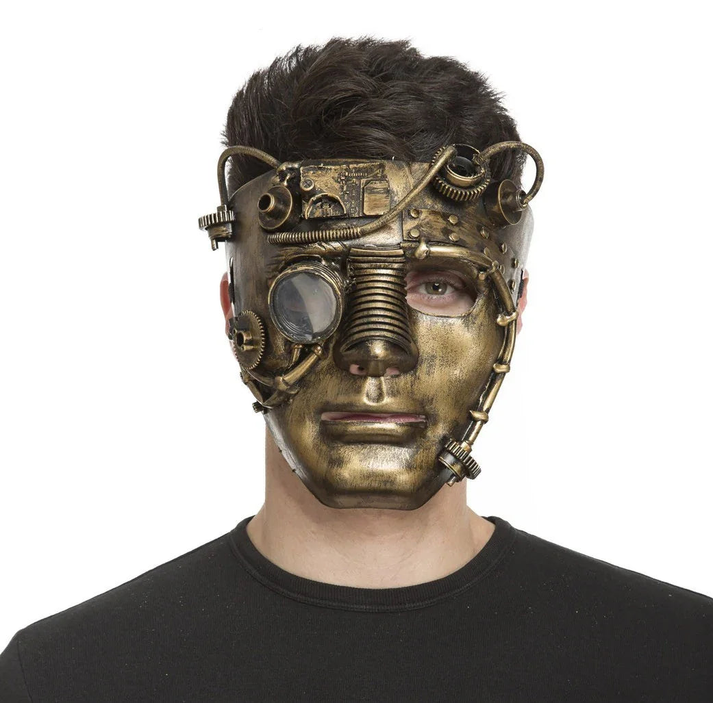 Máscara de Robot Steampunk Dorada Steampunk Viving