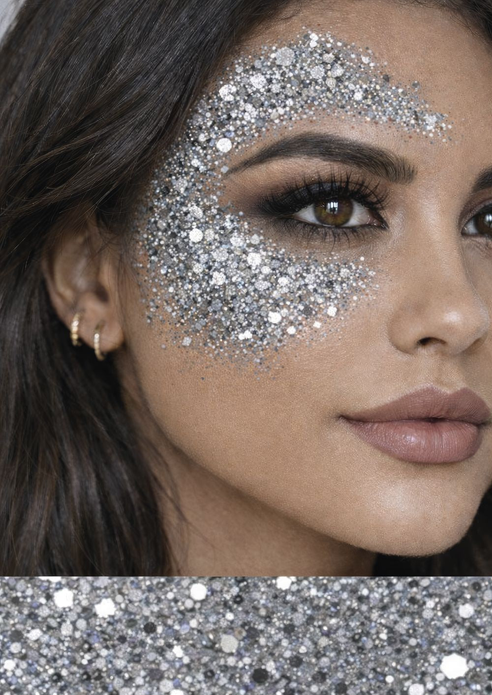 Bâton de maquillage pailleté couleur argent