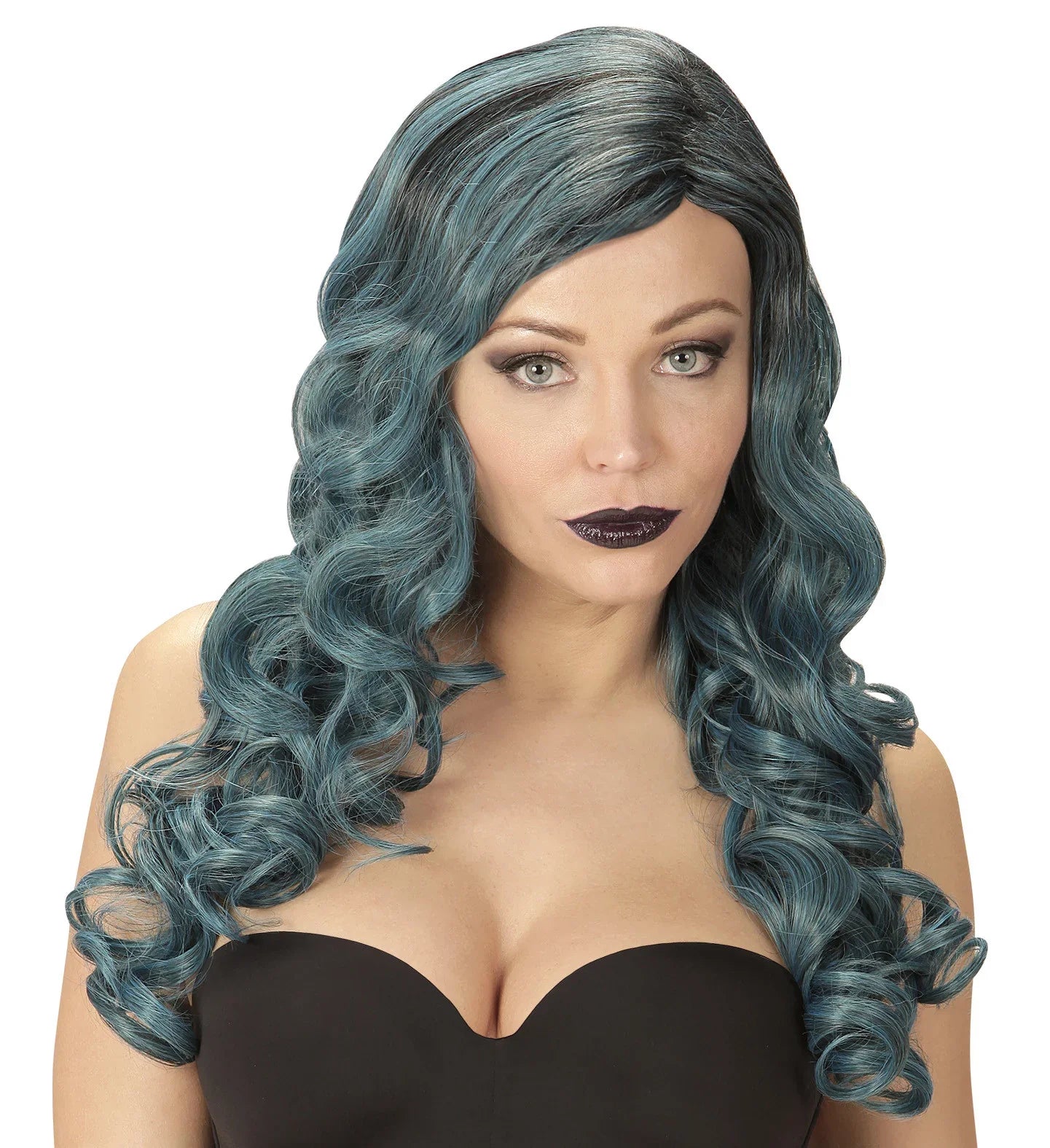 Peluca Azul y Negra Larga Ondulada Pelucas Azules Widmann