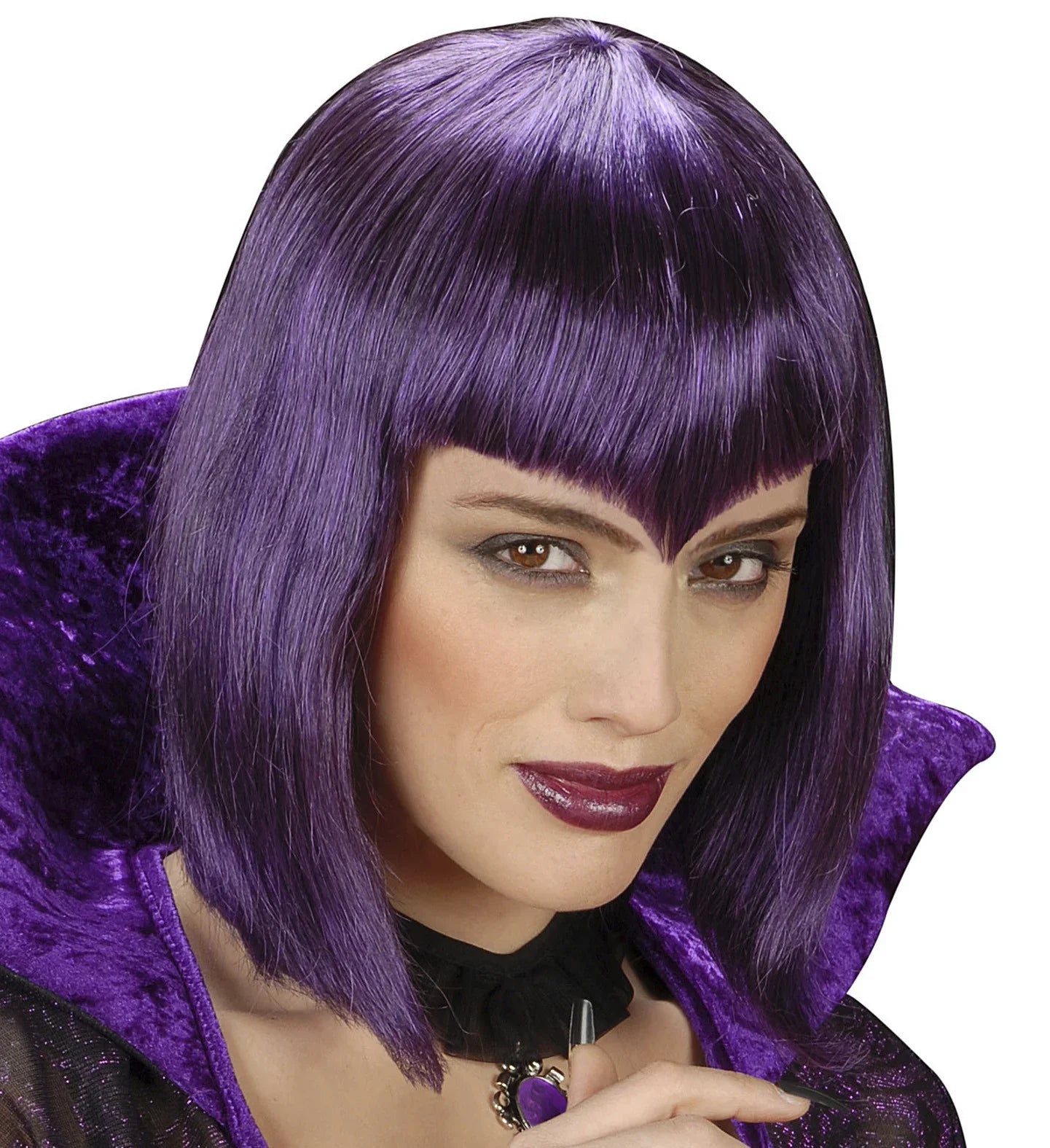 Peluca Morada de Vampiresa con Flequillo COMPLEMENTOS Widmann