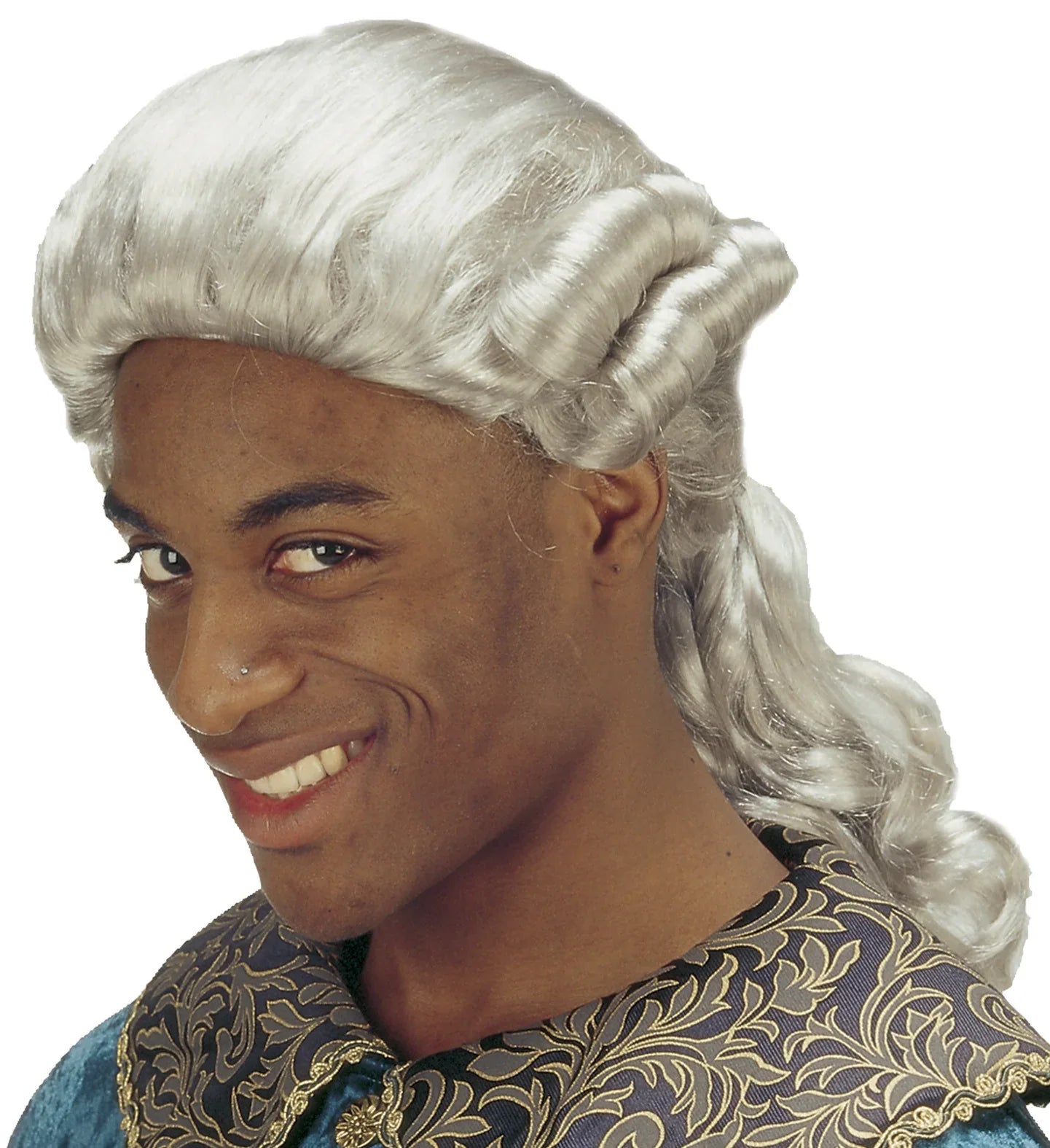 Peluca Gris de Época con Coleta para Hombre COMPLEMENTOS Widmann