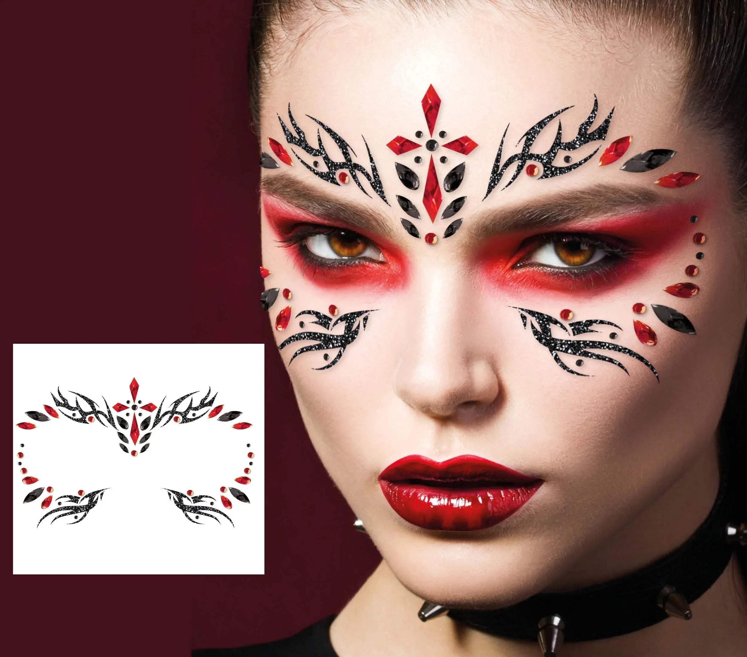 Gemas Faciales Adhesivas de Vampiresa Gótica Kits de Maquillaje Guirca