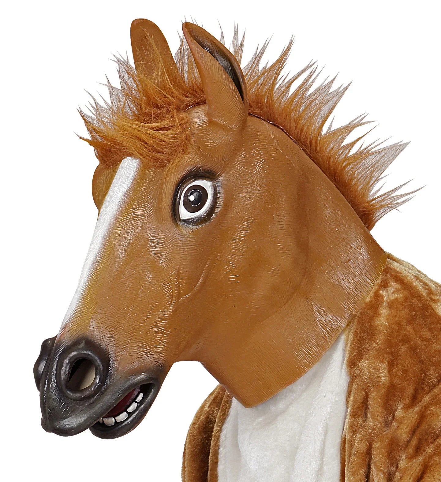 Máscara de Caballo Marrón de Látex con Pelo Complementos de Animales Widmann