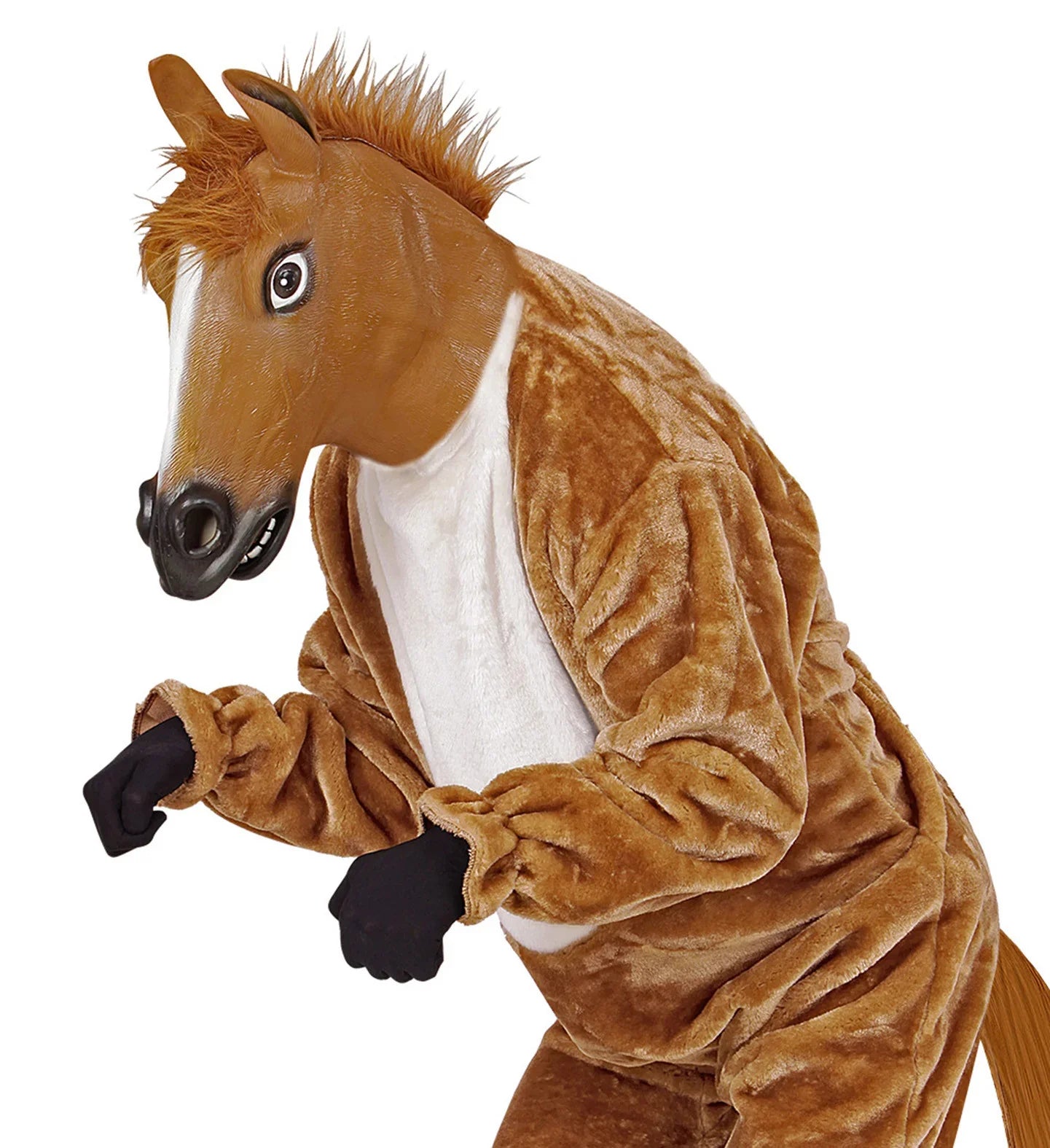 Máscara de Caballo Marrón de Látex con Pelo Complementos de Animales Widmann