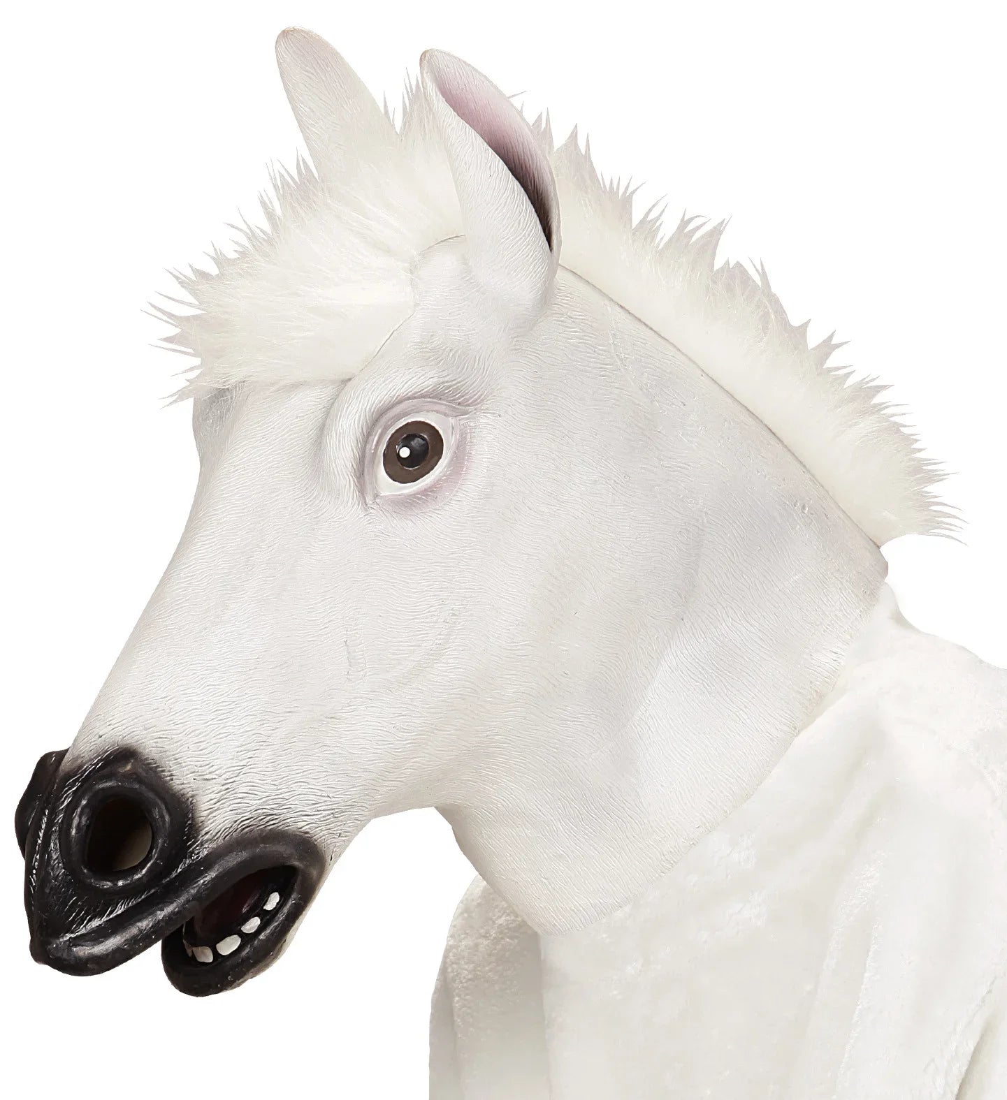 Máscara de Caballo Blanco de Látex con Pelo Complementos de Animales Widmann