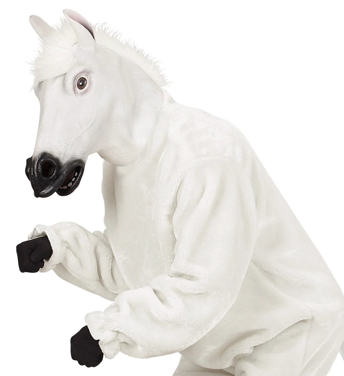 Máscara de Caballo Blanco de Látex con Pelo Complementos de Animales Widmann