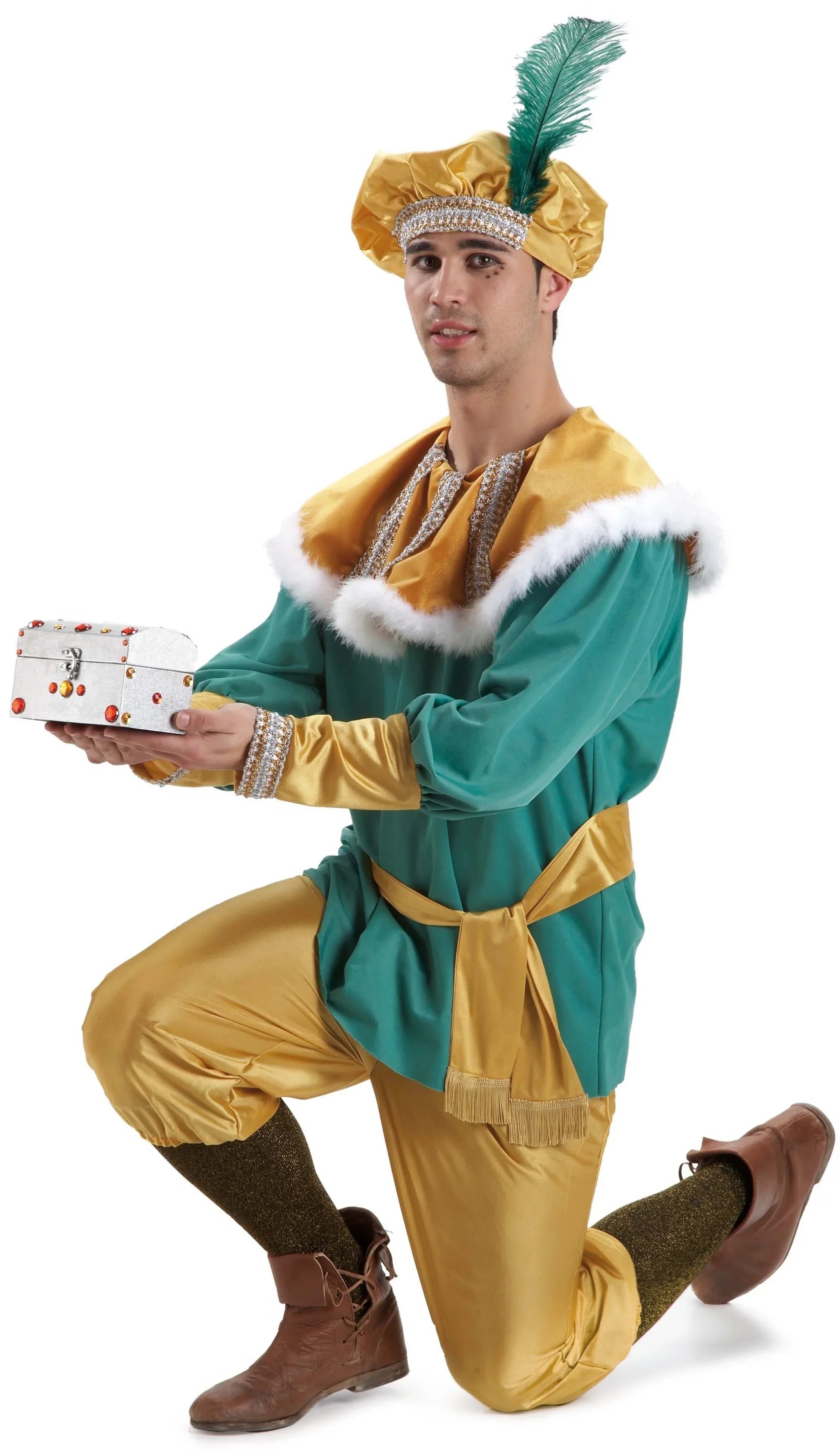 Disfraz de Paje Amarillo y Verde para Hombre Reyes Magos y Pajes El Rey del Carnaval