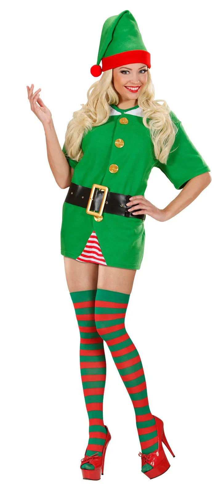 Medias de Rayas Rojas y Verdes de Elfo Elfos Navideños Widmann