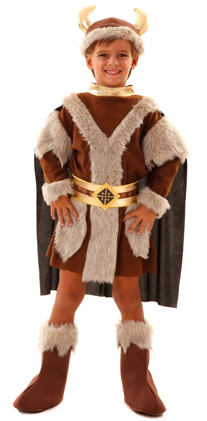 Disfraz de Vikingo Marrón para Niño Vikingo EuroCarnavales