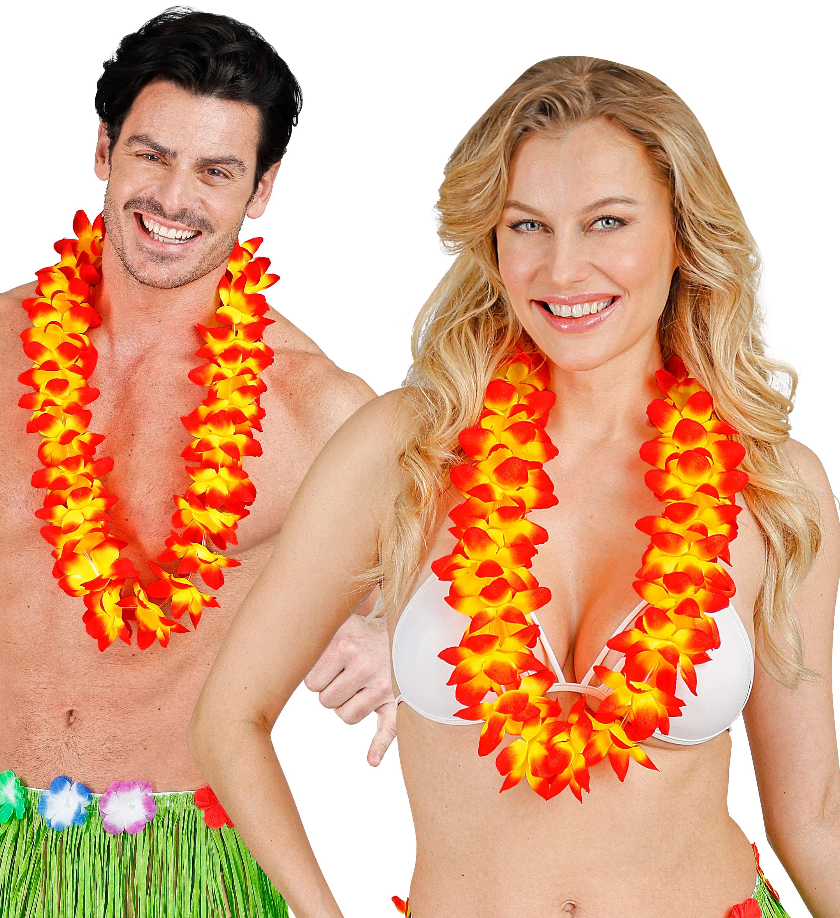 Collar Hawaiano de Flores Tropicales Rojas y Amarillas Collares Hawaianos Widmann