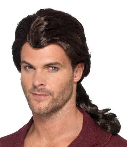 Peluca Castaña con Coleta de Gastón de la Bella y la Bestia Pelucas Castañas Smiffys