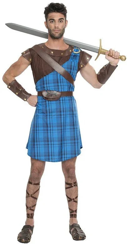 Disfraz de Guerrero Escocés Azul para Hombre Escoceses Kimokawaii