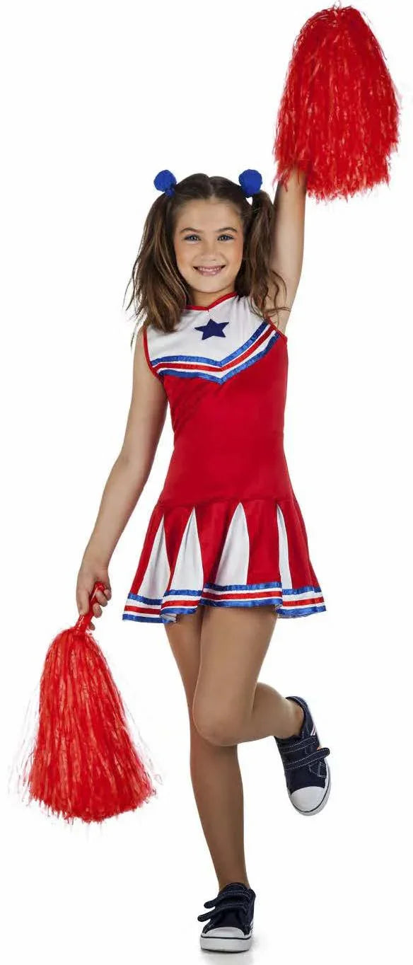 Disfraz de Animadora Rojo para Niña Animadoras Kimokawaii