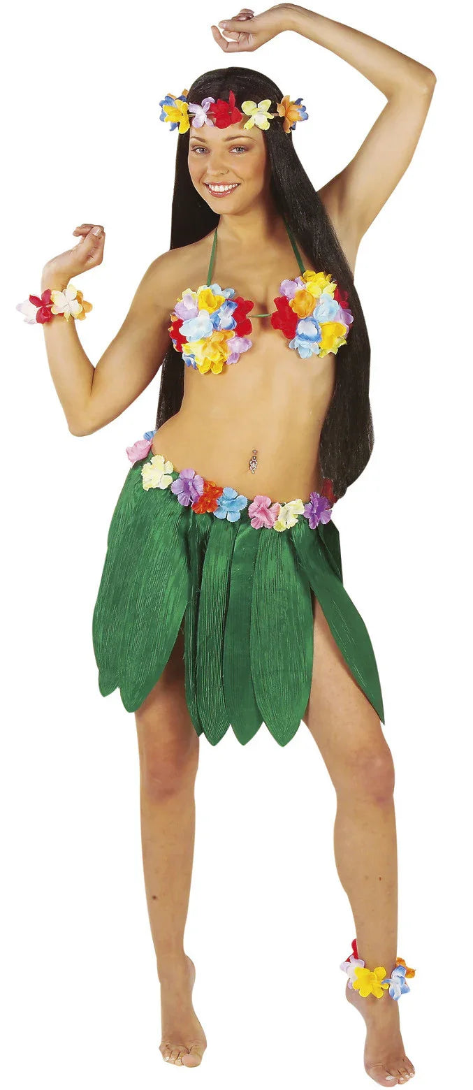 Falda Hawaiana de Hojas Verdes con Flores COMPLEMENTOS Widmann