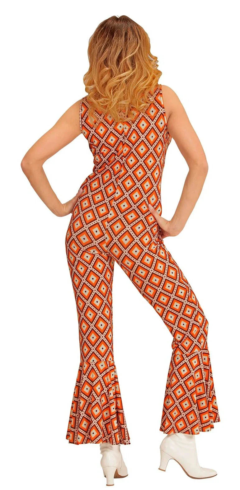Disfraz Disco Años 70 Naranja y Blanco para Mujer Disco Widmann