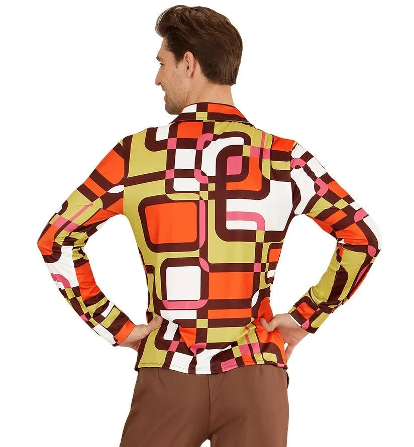 Camisa Disco Años 70 Multicolor para Hombre Disco Widmann