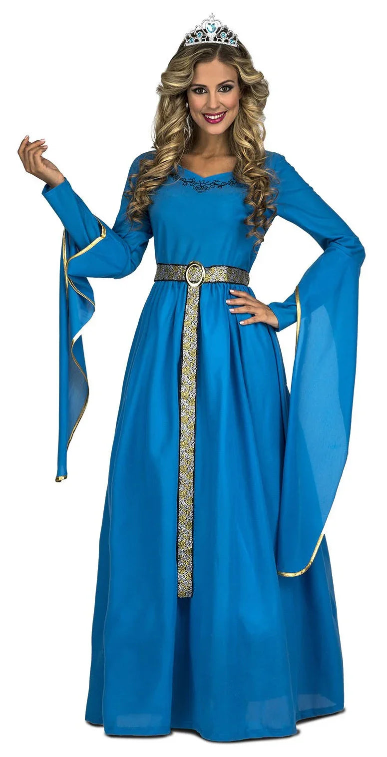 Disfraz de Reina Medieval Azul para Mujer Reyes y Reinas Medievales Viving