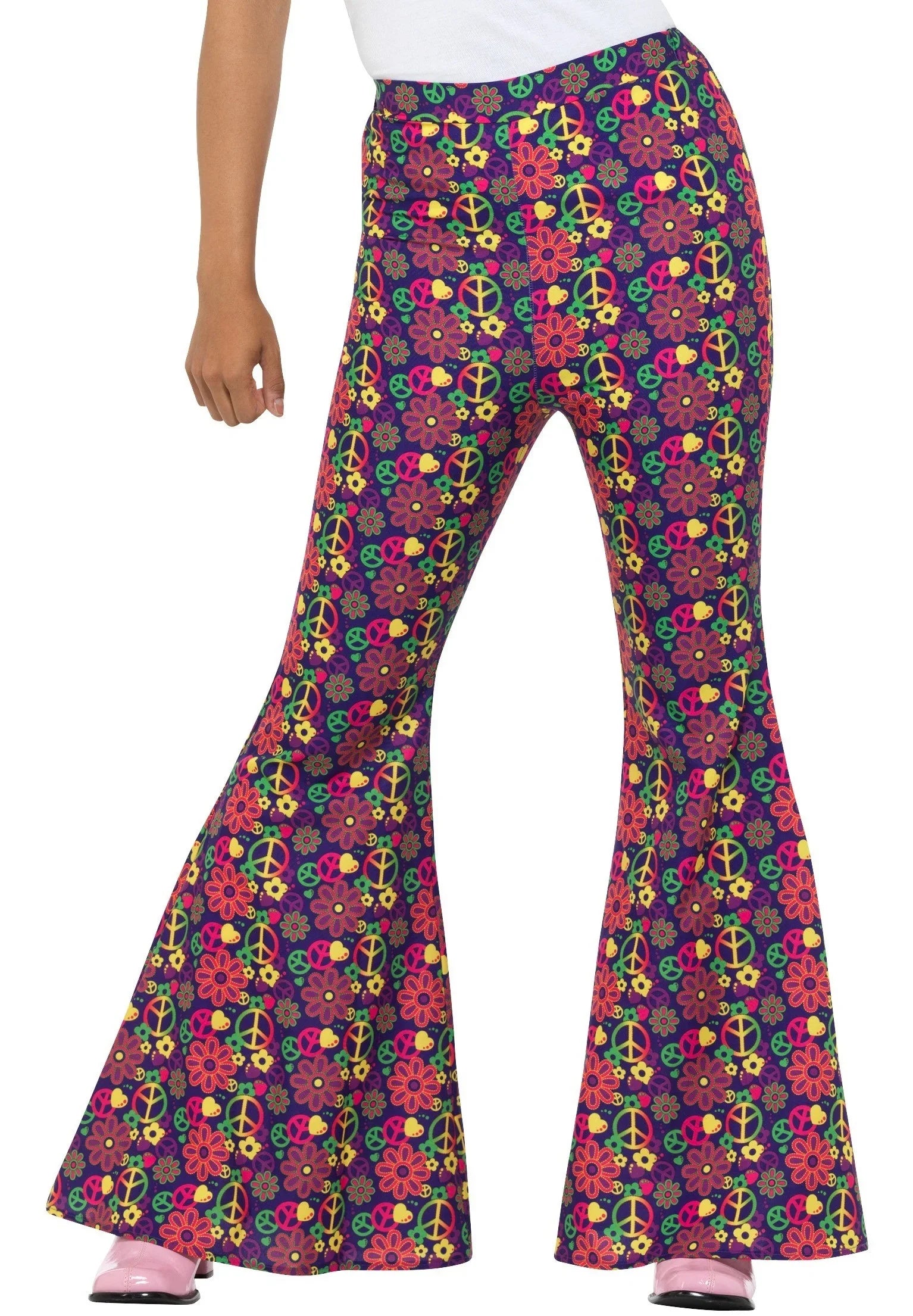 Pantalones de Campana Hippies Años 60 para Mujer Complementos Hippies Smiffys