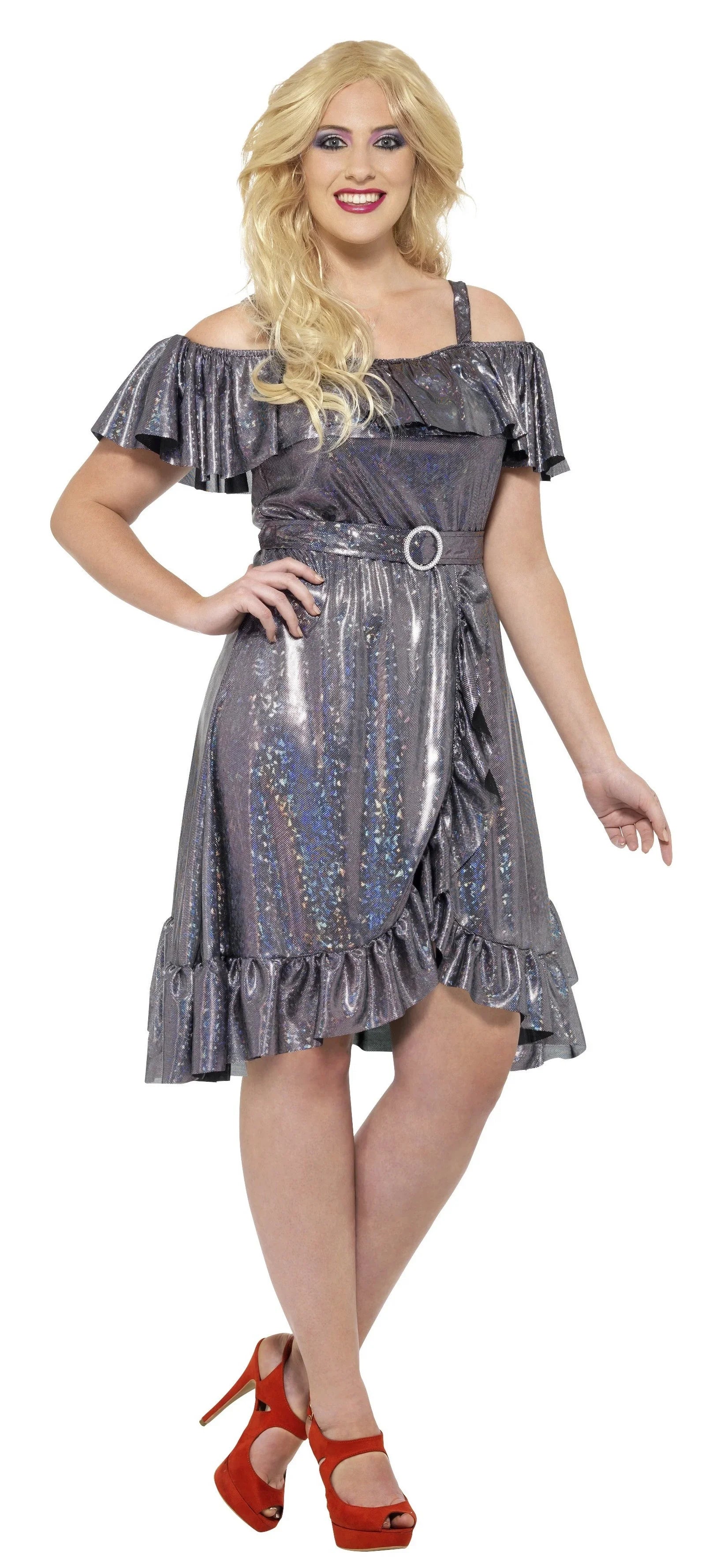 Disfraz Disco Plateado en Talla Grande para Mujer Disco Smiffys