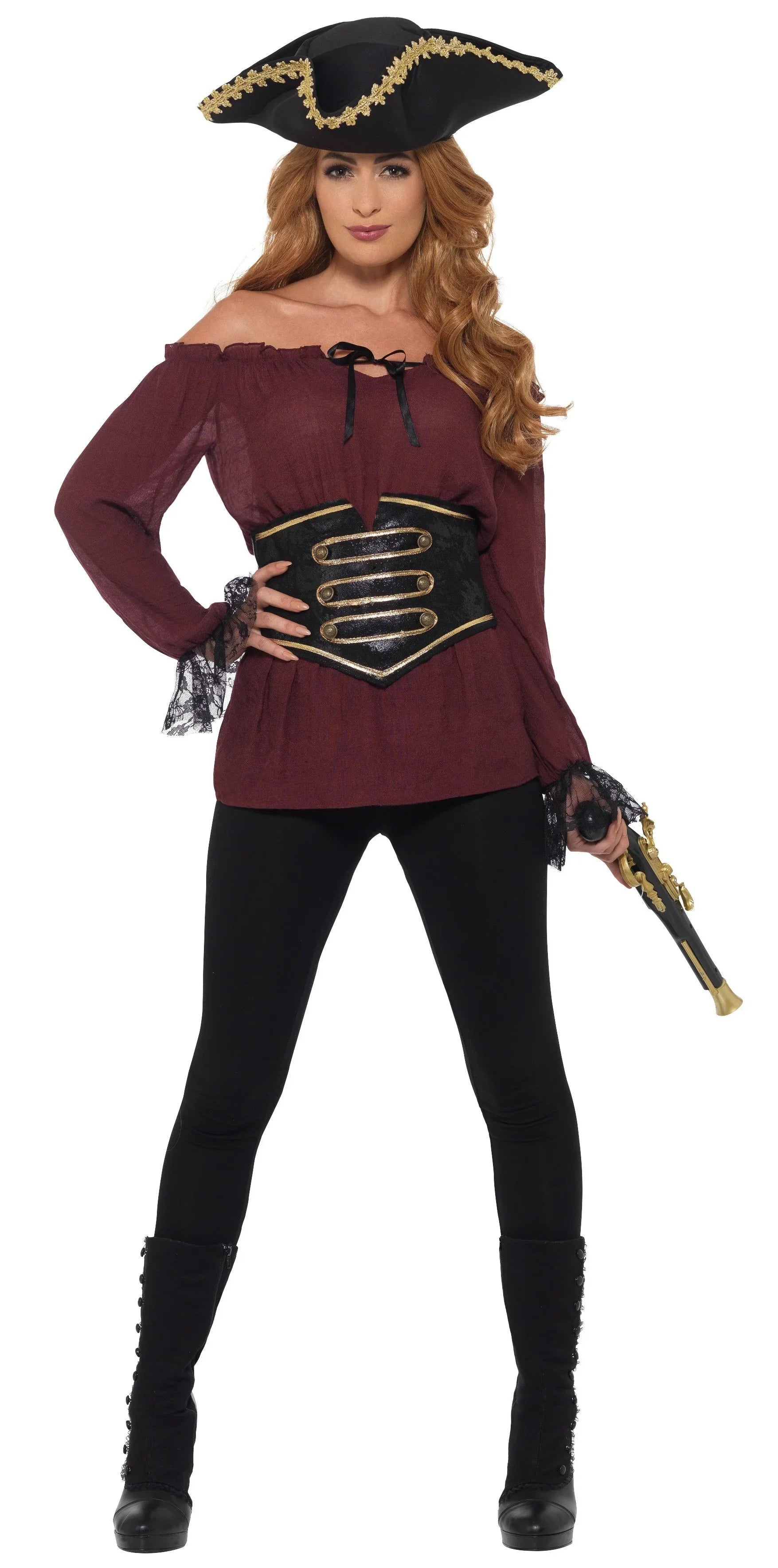 Camisa Pirata Granate con Corpiño para Mujer Complementos Piratas Smiffys