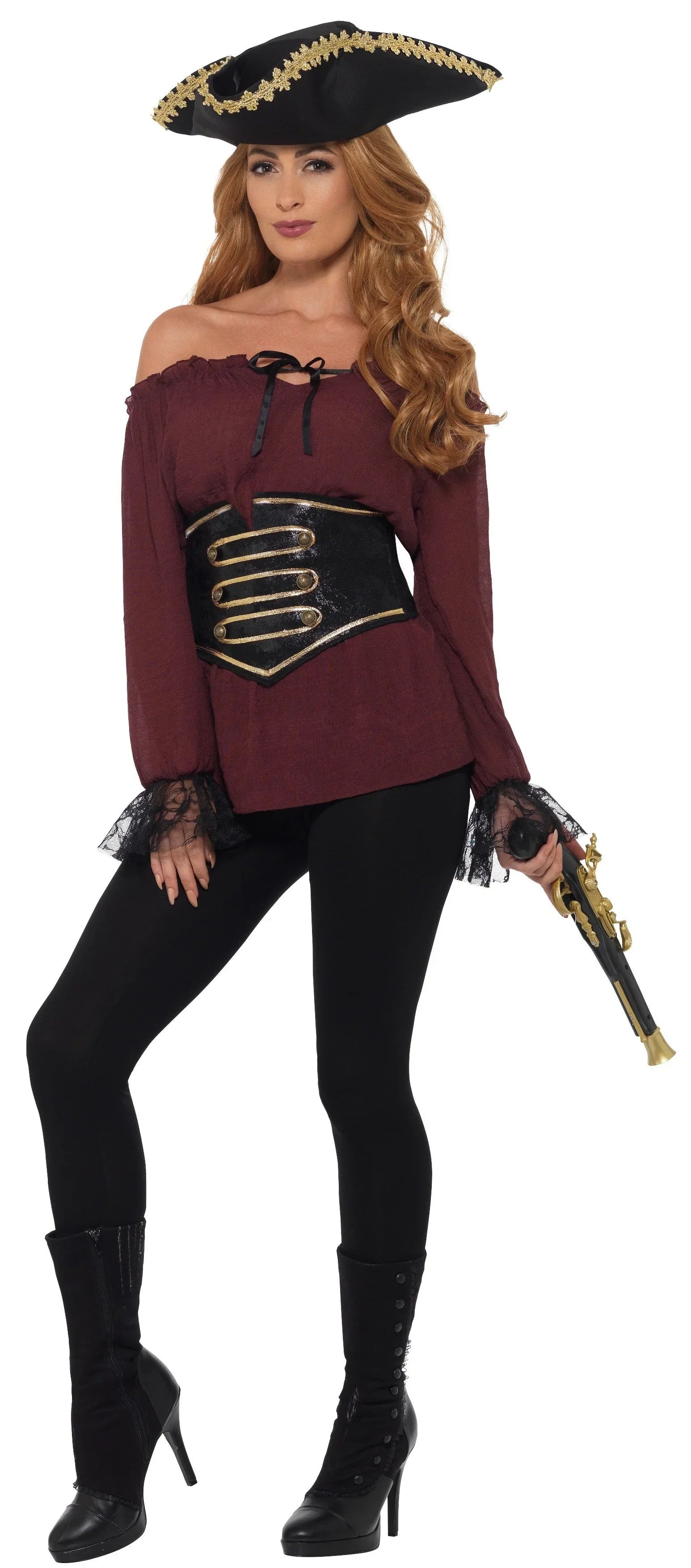 Camisa Pirata Granate con Corpiño para Mujer Complementos Piratas Smiffys