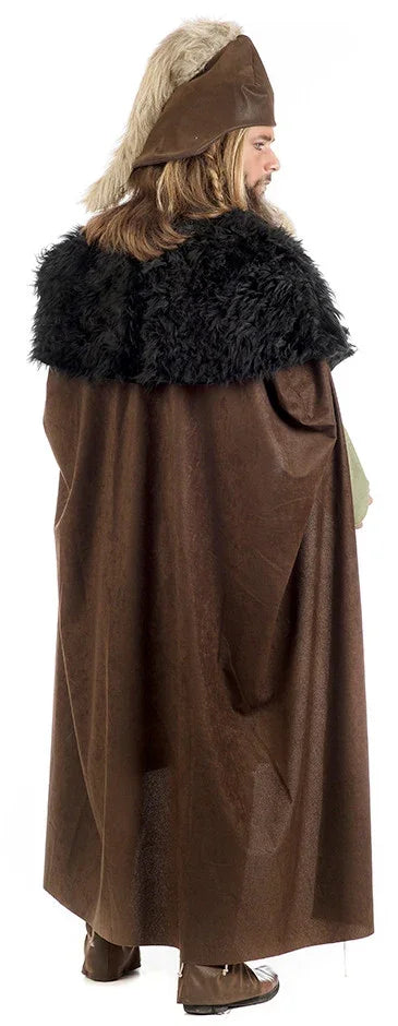 Capa Vikinga Marrón con Pelo Negro Premium Complementos Medievales de Lujo Limit Sport